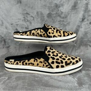 Kate‎ Spade x Keds Slip On Sneakers Womens 9.5 Calf Hair Leopard Cheetah Mule